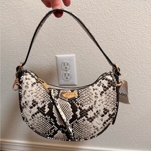 Aldo Black and White Snake Print Shoulder Bag